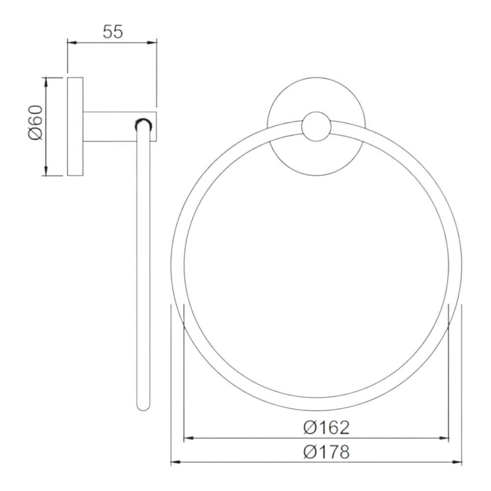 Jaquar (ACN-CHR-1121BN) 178 mm Round Towel Ring - Chrome 1