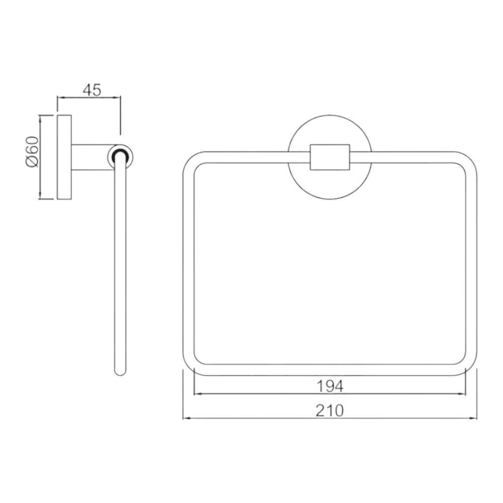 Jaquar (ACN-CHR-1121N) Square Towel Ring - Chrome 1