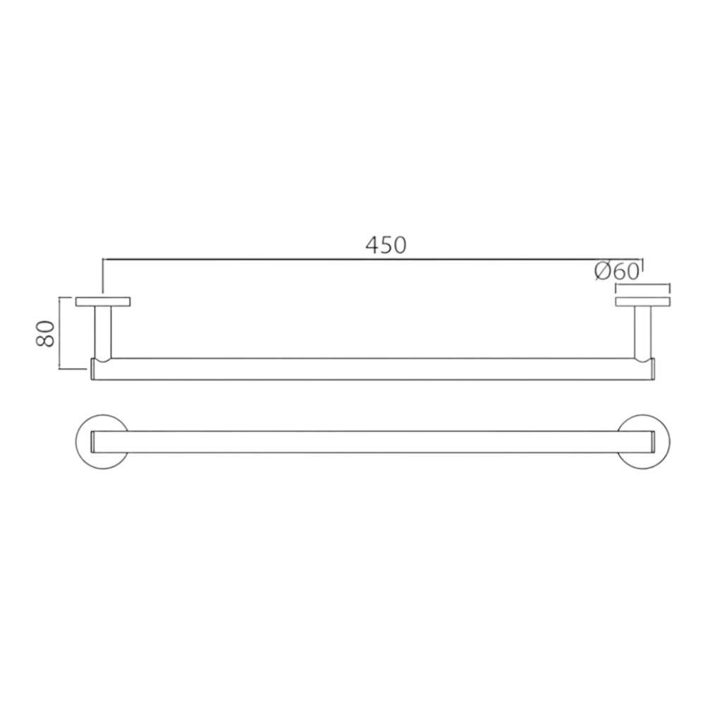 Jaquar (ACN-GRF-1111BSM) 450 mm Long Stainless Steel Towel Rail - Graphite 1