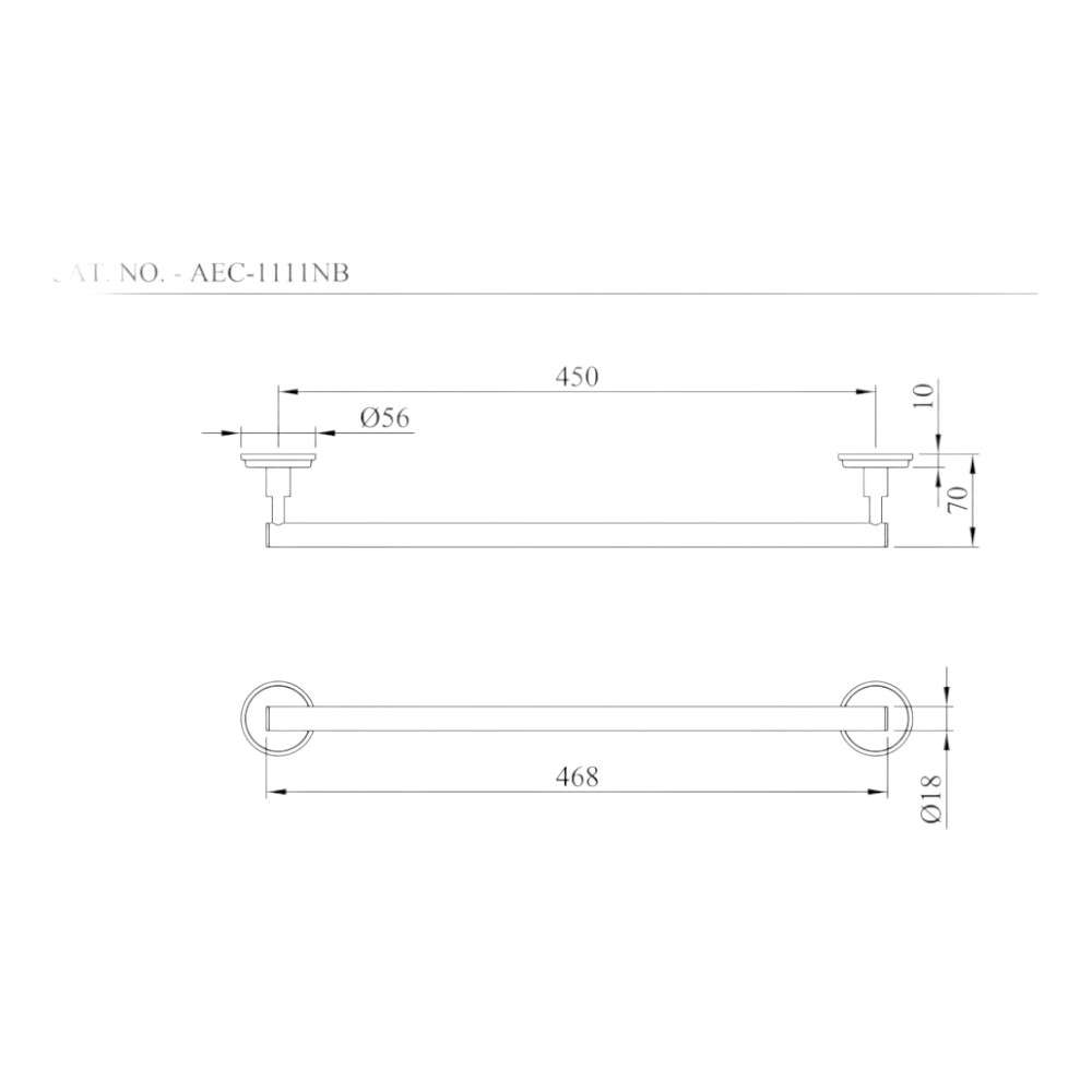 Essco Jaquar (AEC-CHR-1111NB) 450 mm Tower Rail - Chrome - Chrome 1