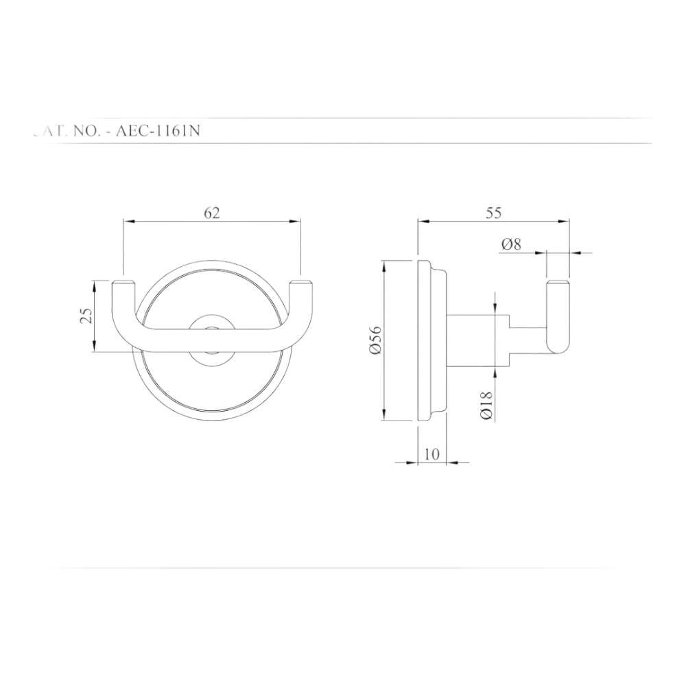 Essco Jaquar (AEC-CHR-1161N) Double Robe Hook - Chrome 1