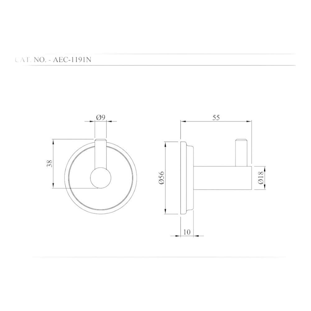 Essco Jaquar (AEC-CHR-1191N) Single Robe Hook - Chrome 1