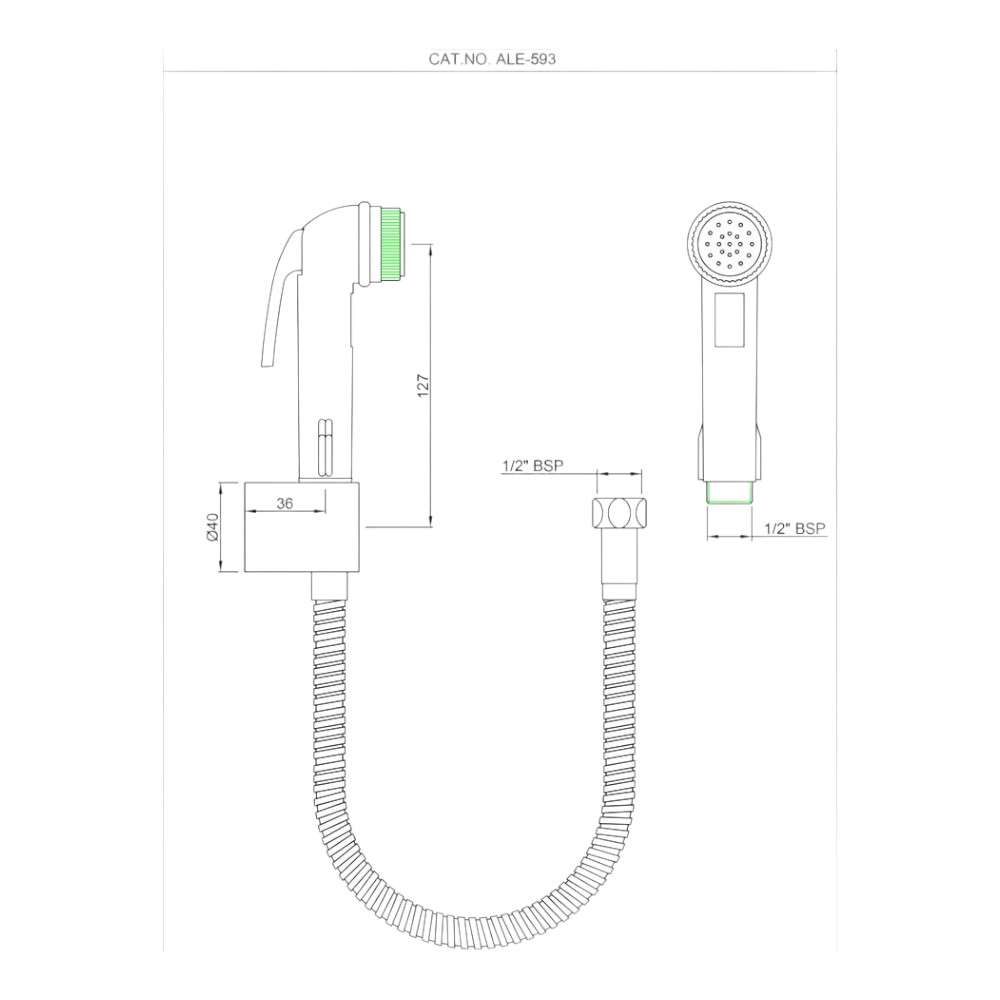 Essco Jaquar (ALE-CHR-593) 1000 mm Health Faucet Kit - Chrome 1