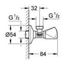 Grohe Angle Valve 1/2" 22940000, Chrome-Plated Control Valve, Smooth Quarter-Turn, Robust Body 3
