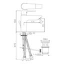 خلاط الحوض جاكوار القابل للتمديد بمقبض واحد مع فتحة تصريف منبثقة موديل (ARI-CHR-39052B) لون (Chrome) 1