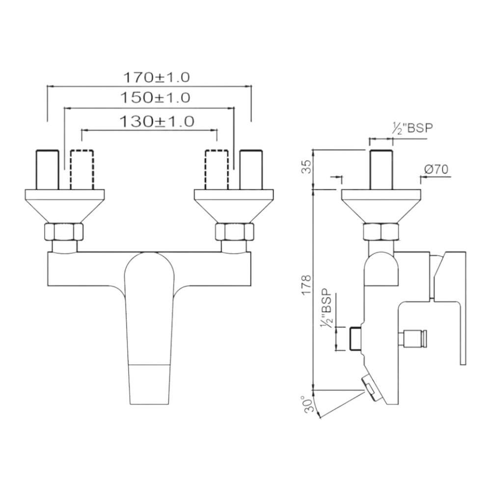 خلاط الحمام و الدش الجداري جاكوار بمقبض أحادي موديل (ARI-CHR-39119) لون (Chrome) 1