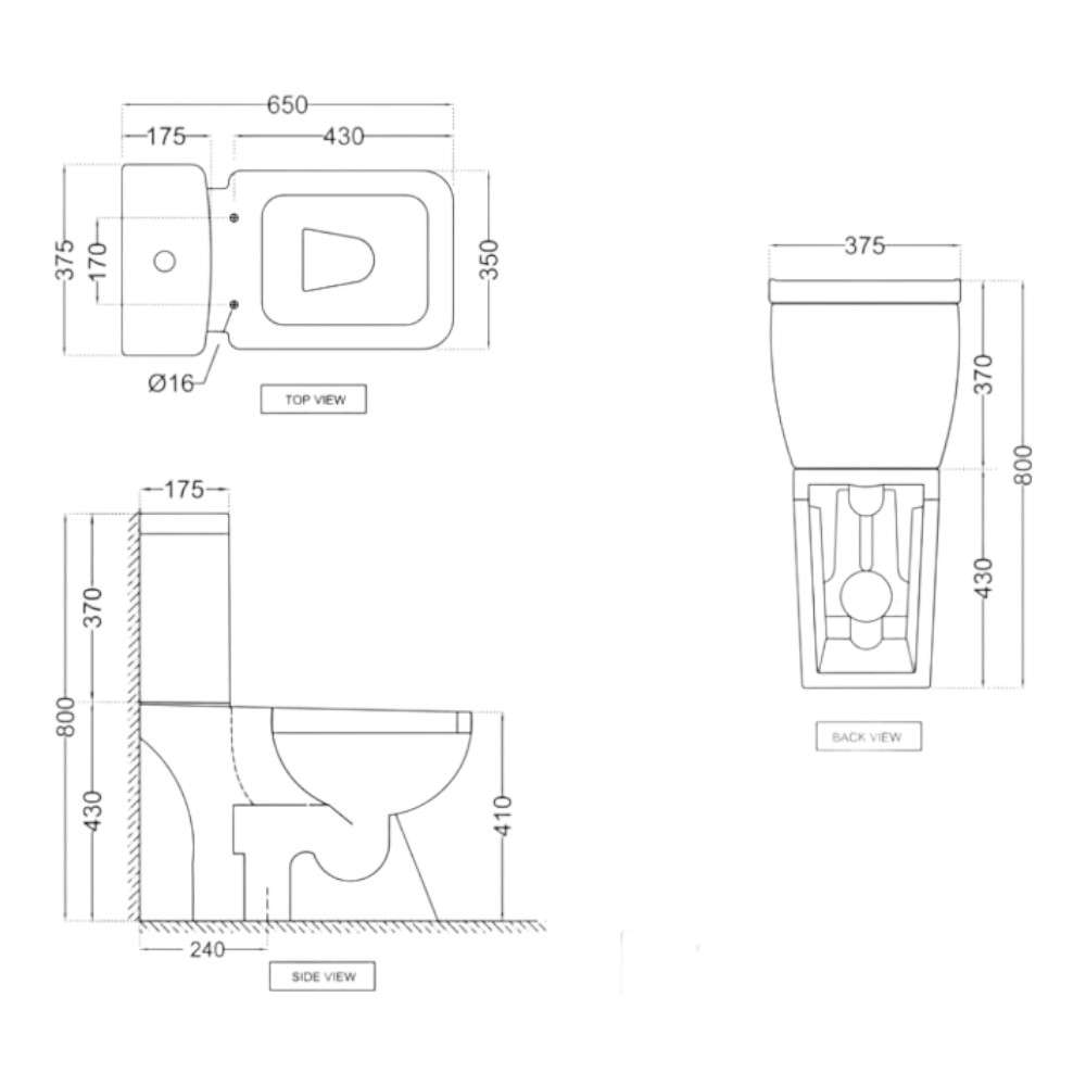 Jaquar (ARS-WHT-39751S240UFSMZ) 375 x 650 x 800 mm (240 mm S Trap) Bowl With Cistern For Coupled WC - White 1