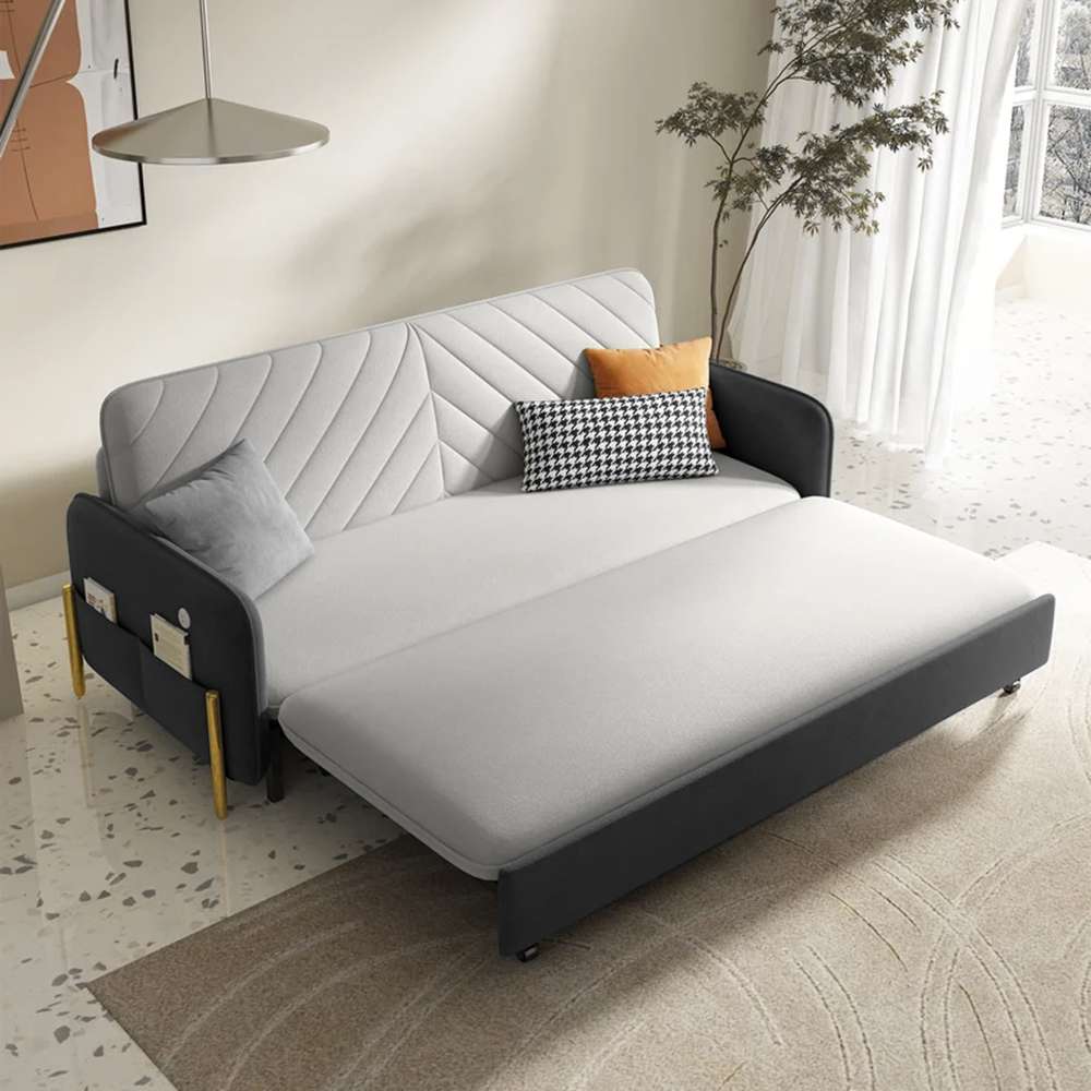 Multifunctional Foldable Sofa Cum Bed (Beige Grey) 1