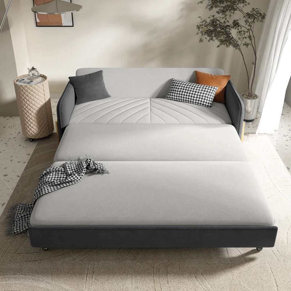 Multifunctional Foldable Sofa Cum Bed (Beige Grey) 3