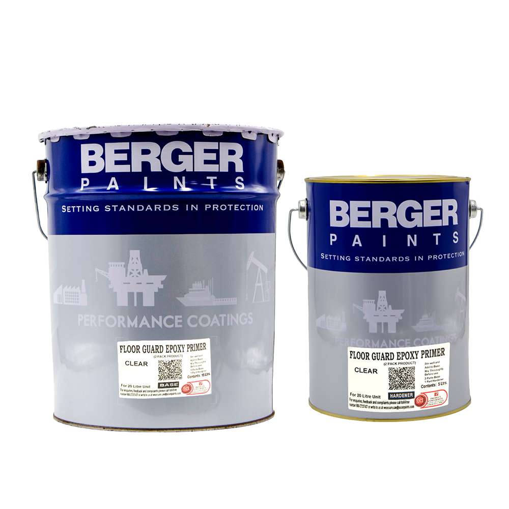 Asian Paint Floor Guard Epoxy Primer, Sealing and Penetration Properties, 20L Base, 5L Hardener - Clear 0