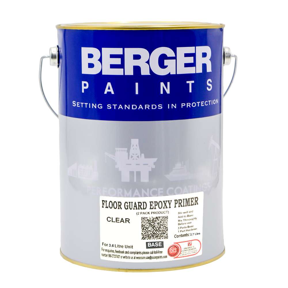 Asian Paint Floor Guard Epoxy Primer, Sealing and Penetration Properties, 3.6L Base, 900ML Hardener - Clear 1