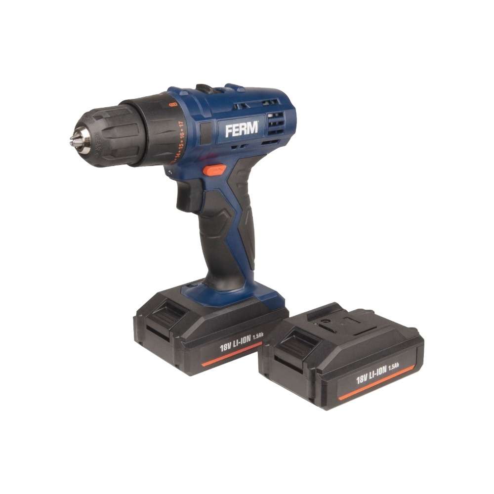 FERM CDM1120 18V 1.5Ah Cordless Li-Ion Drill - 2 Batteries 0