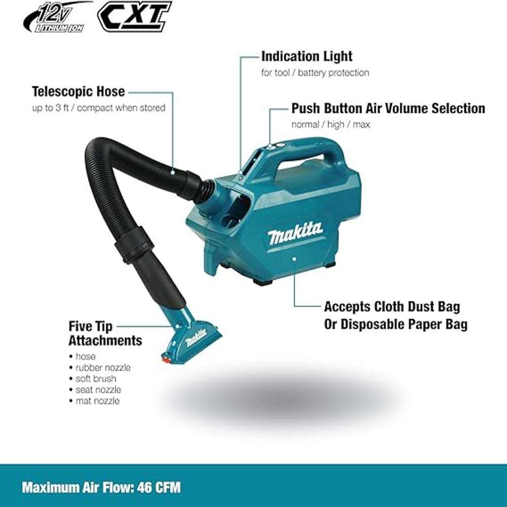 Makita CL121DZ 12V Max Li-Ion CXT Cordless Vacuum Cleaner Without Battery & Charger 1