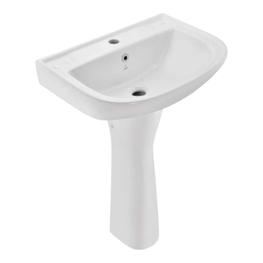 Jaquar (CNS-WHT-801 + CNS-WHT-301) 560 x 415 x 200 mm Full Pedestal Wall Hung Basin with Fixing Accessories - White 0