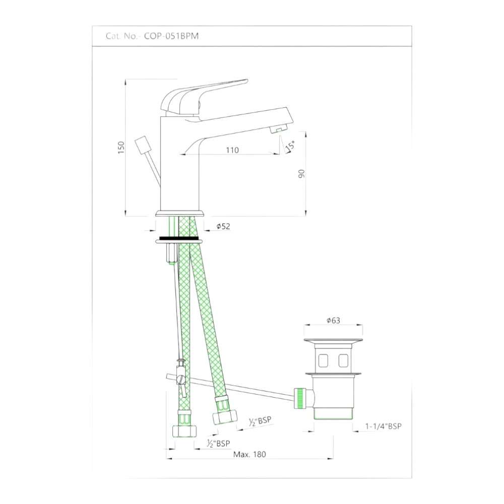 Jaquar (COP-CHR-051BPM) Single Lever Basin Mixer with Popup Waste - Chrome 1