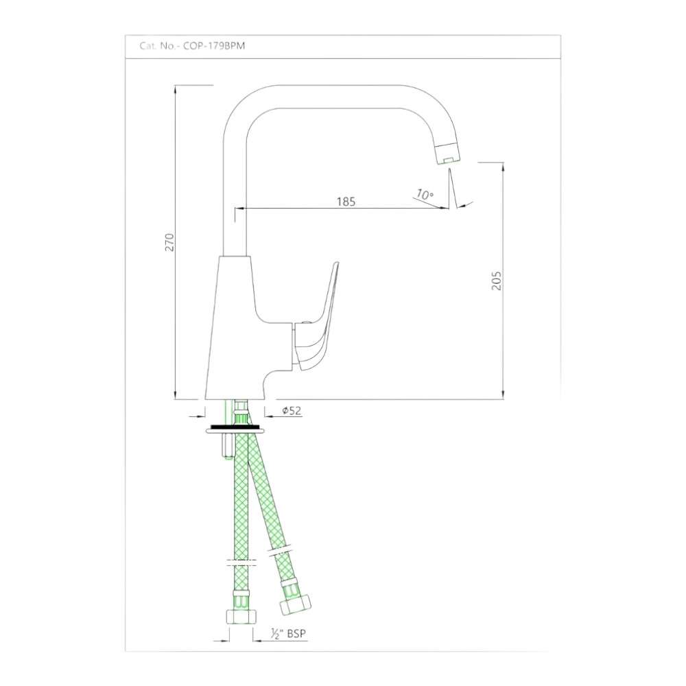 Jaquar (COP-CHR-179BPM) Side Single Lever Mono Sink Mixer With Swivel Spout - Chrome 1