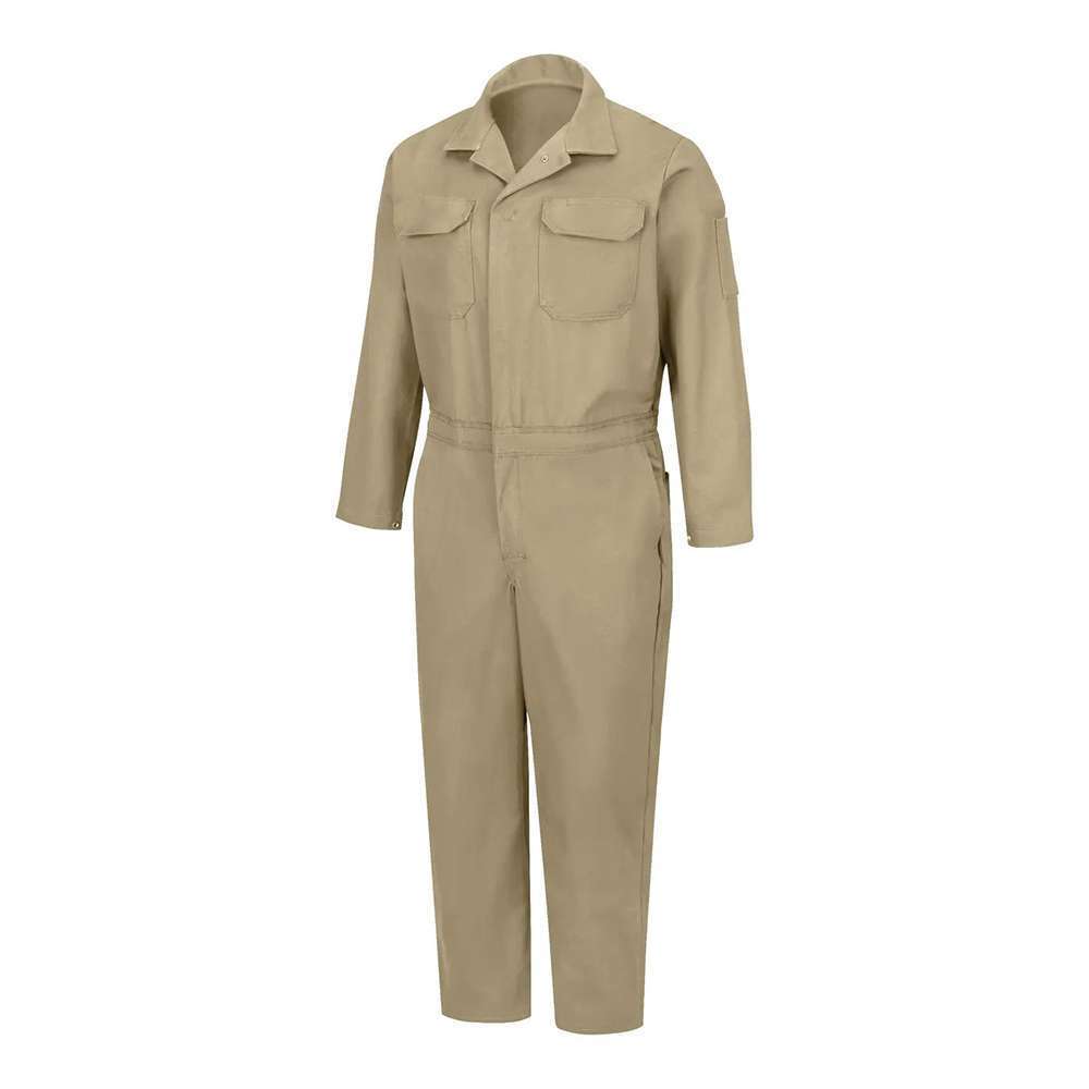 100% Cotton Coverall, Heavy Duty Color Fast Thread Double Stitched Seams, Khaki - Per Pair 0