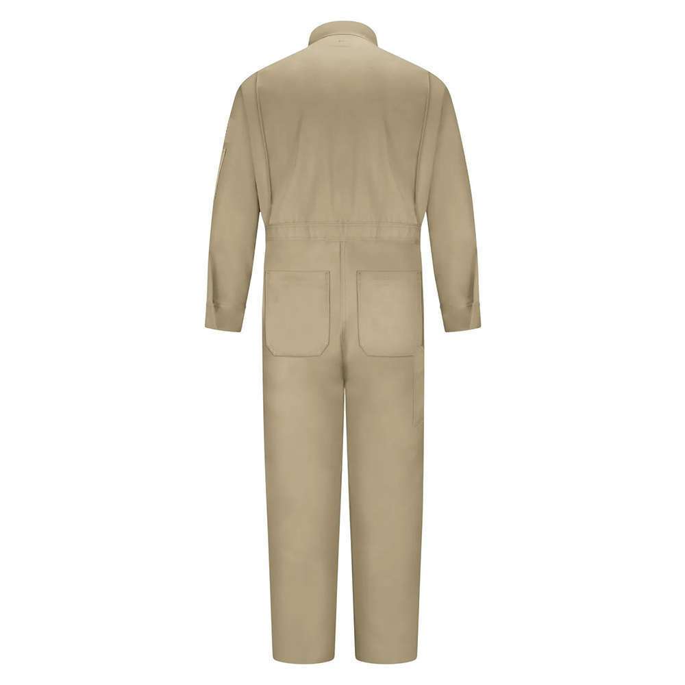 100% Cotton Coverall, Heavy Duty Color Fast Thread Double Stitched Seams, Khaki - Per Pair-Large 1