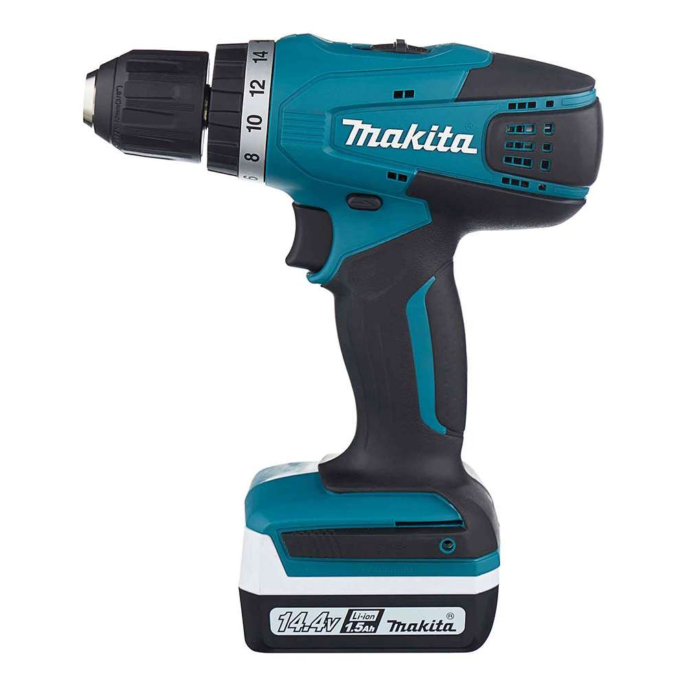 Makita DF347DWE 14.4V G-Series 10mm Cordless Drill Driver Kit with 2 x 1.3Ah Batteries & Charger 0