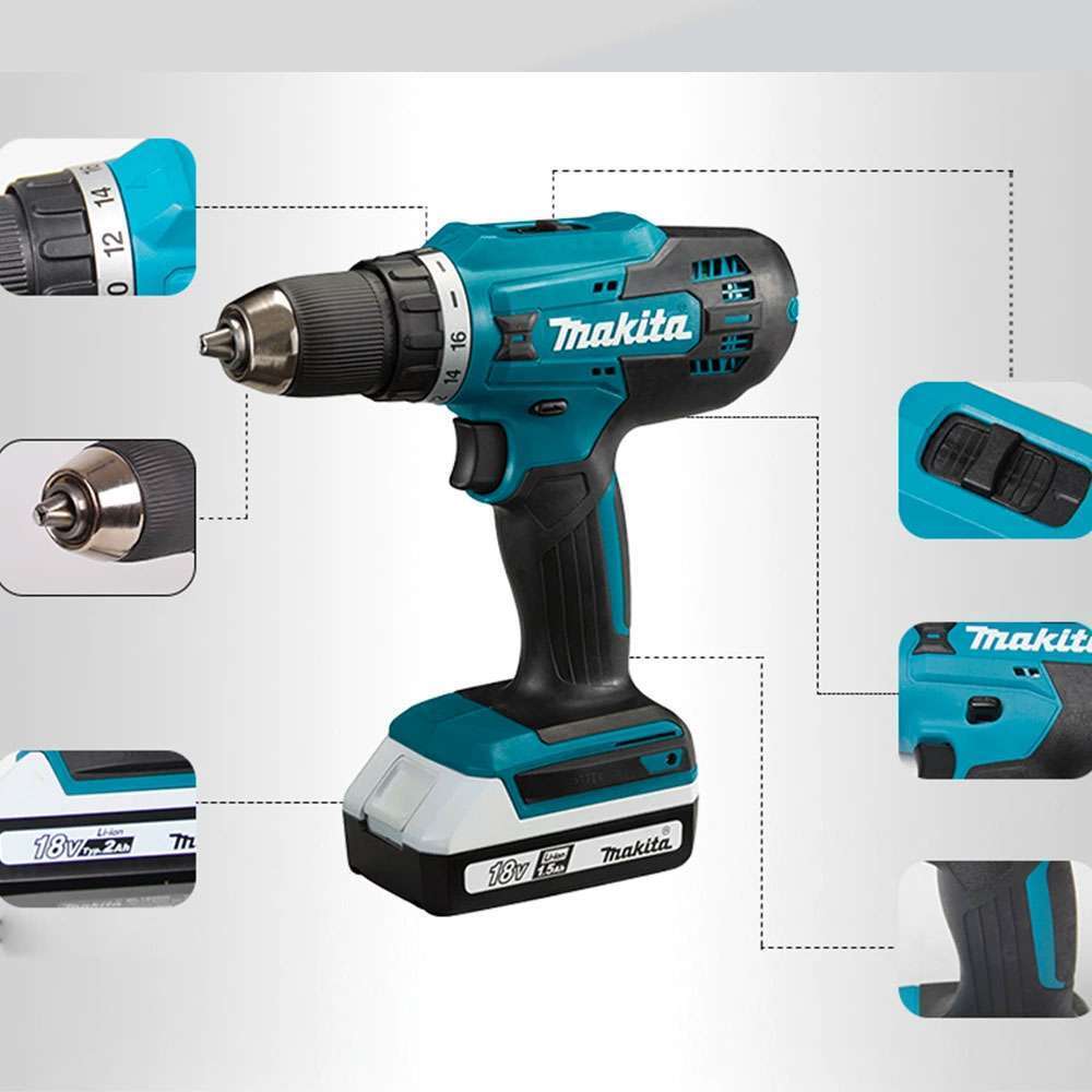Makita DF488DW 18V Cordless Hammer Driver Drill with Reversing Switch 2
