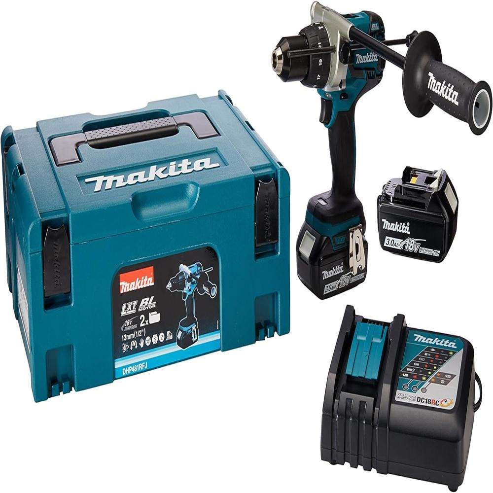Makita DHP481RFJ 18V LXT 13mm Cordless Percussion Hammer Driver Drill