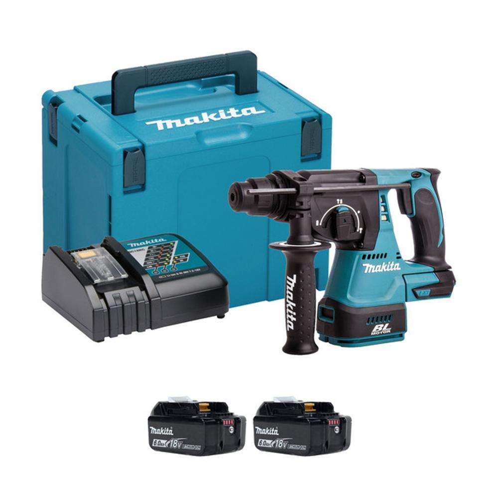 Makita DHR242RGJ 18V Li-Ion SDS+ Hammer Drill 24mm 2 x 5.0Ah Battery 0