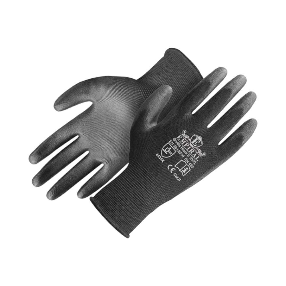 Empiral Gorilla II Polyester Liner PU Palm Coated Glove, Black, Medium,1Pair/pack 0