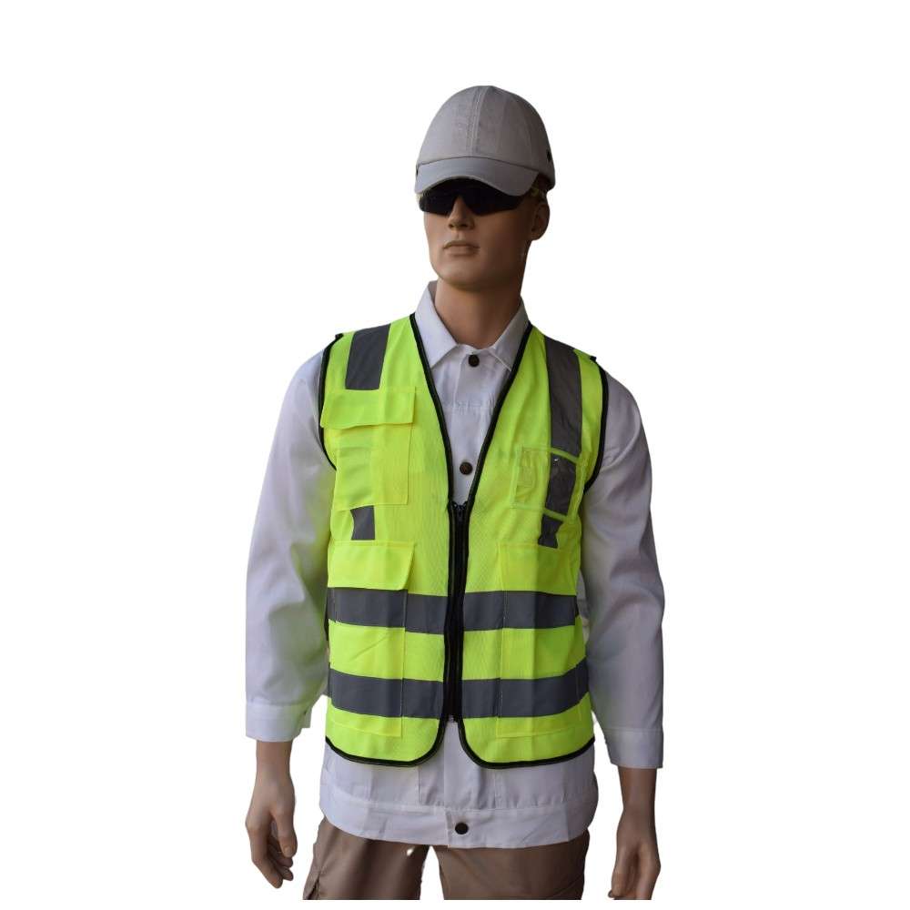 Empiral E108084120 Zipper Safety Vest Straight back reflective, Yellow, Size S5