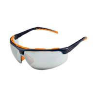 Empiral Maxima UV Protected Safety Goggles, Used for Bright Work Areas, Silver Mirror Navy/Orange Frame - Pack of 10