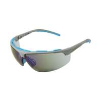 Empiral Maxima UV Protected Safety Goggles, Used for Bright Sunlight Glare, Blue Mirror Grey/Blue Frame - Pack of 10