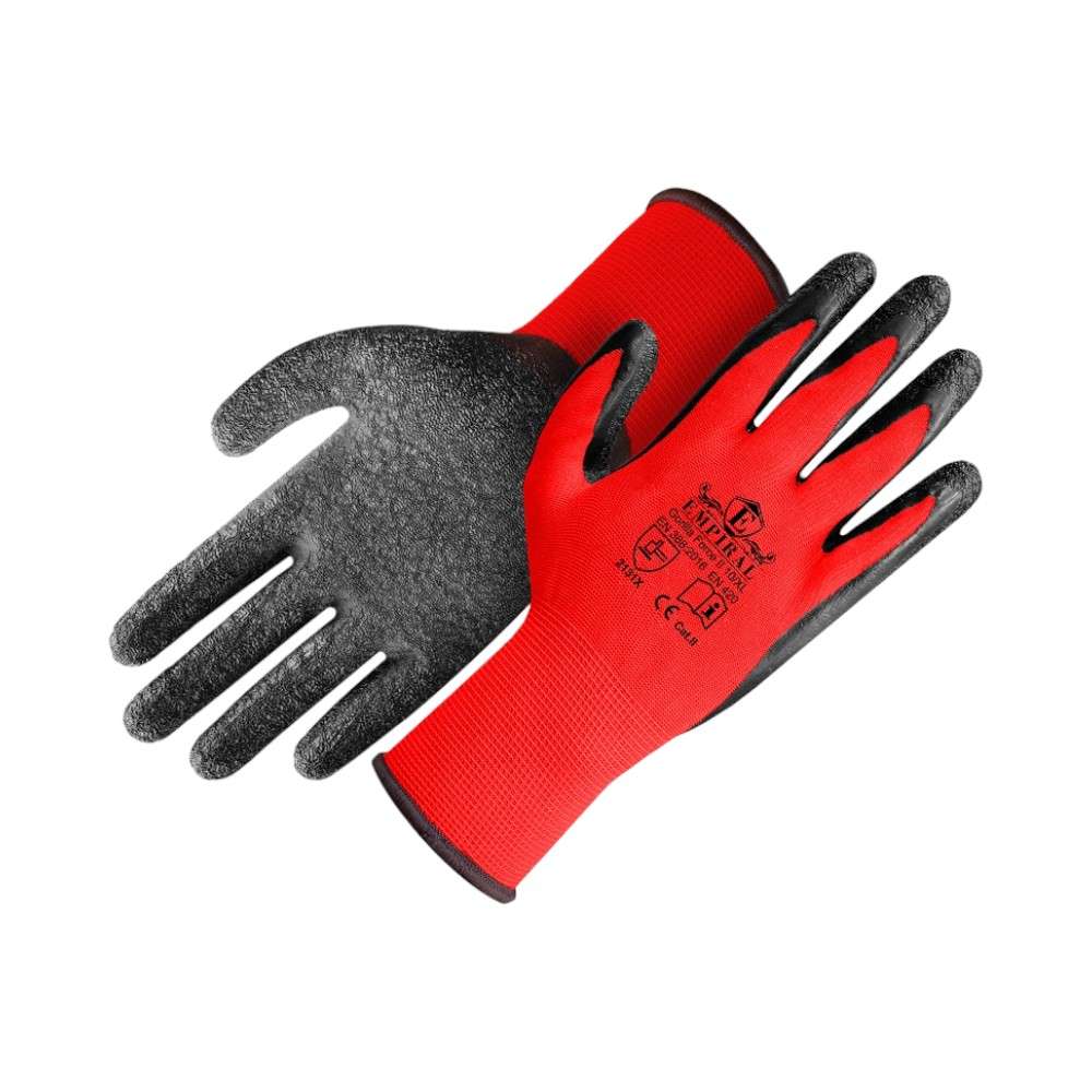 Empiral Gorilla Force II Latex Gloves Palm Coating, Red, Large,1Pair/pack 0