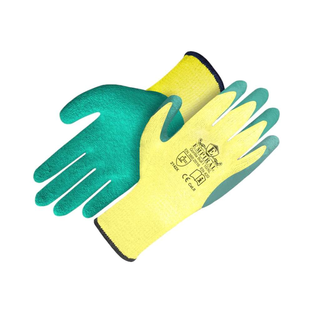Empiral Gorilla Bull I Latex Palm Coated Glove, Yellow/Green, XL,1Pair/pack