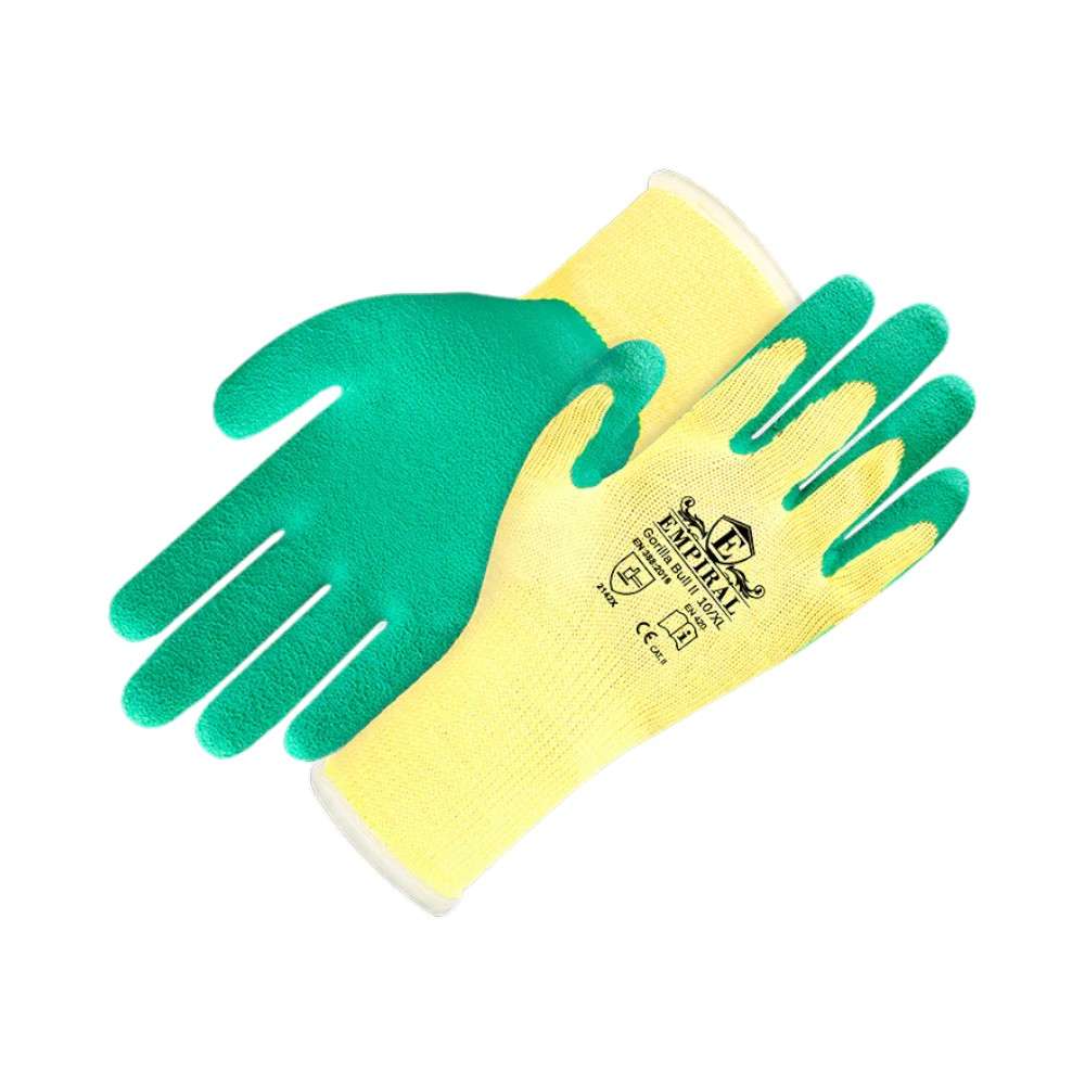 Empiral Gorilla Bull II Latex Palm Coated Glove, Yellow/Green, Large,1Pair/pack 0