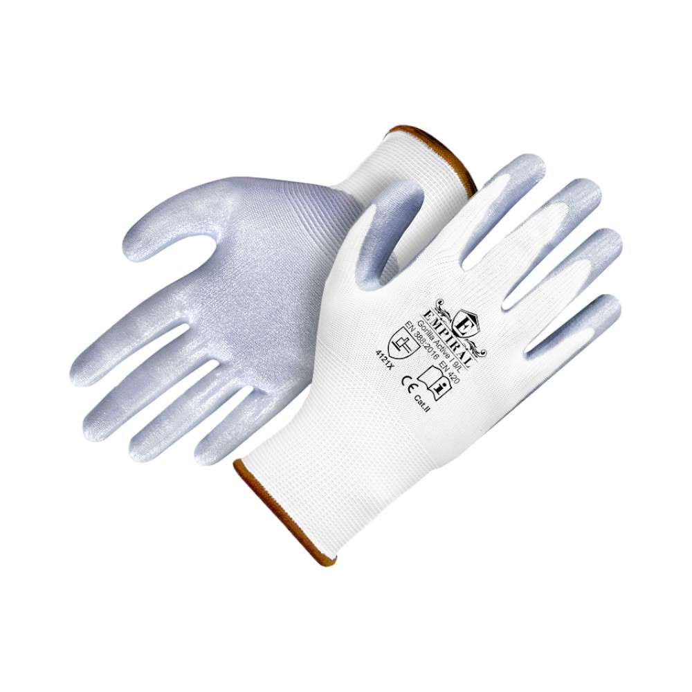 Empiral Gorilla Active I Polyester Liner Nitrile Coated Glove, Grey, Medium,1Pair/pack 0