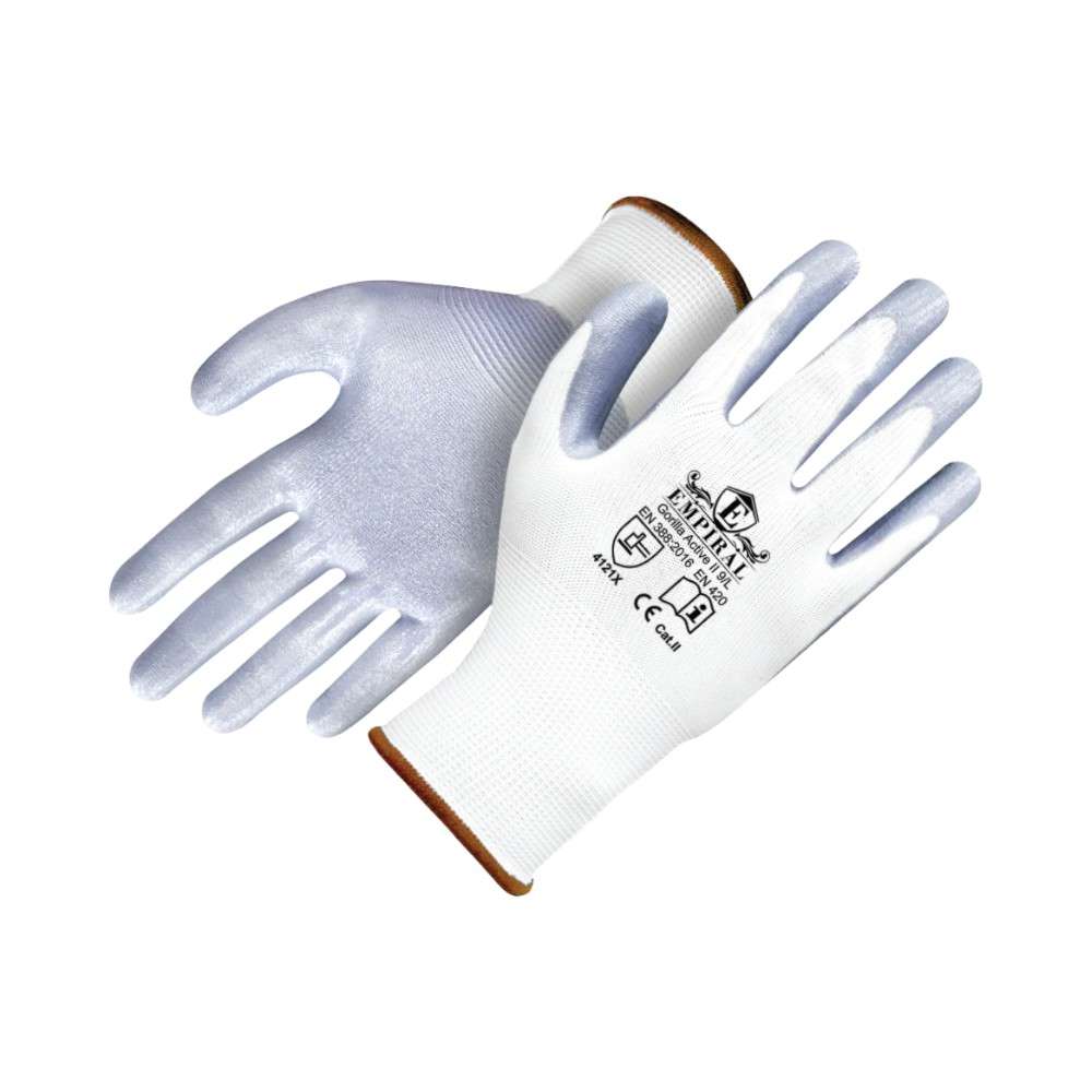 Empiral E133572920 Gorilla Active II White Polyester Liners Nitrile Coated Glove,1Pair/pack 0