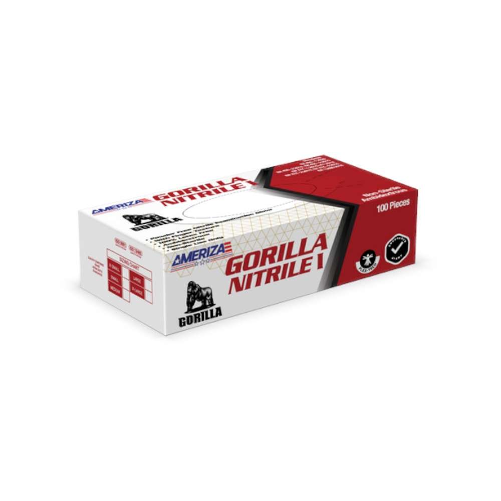 Ameriza Gorilla Powder Free Nitrile I Gloves, 100Pcs/Pack 0