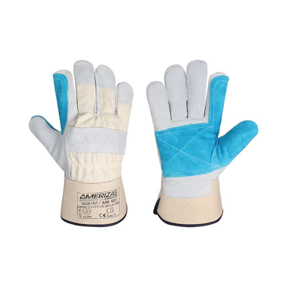 Ameriza Double Palm Split Leather Rigger Glove Natural blue, Size 10.5, 12 Pairs/Pack 0