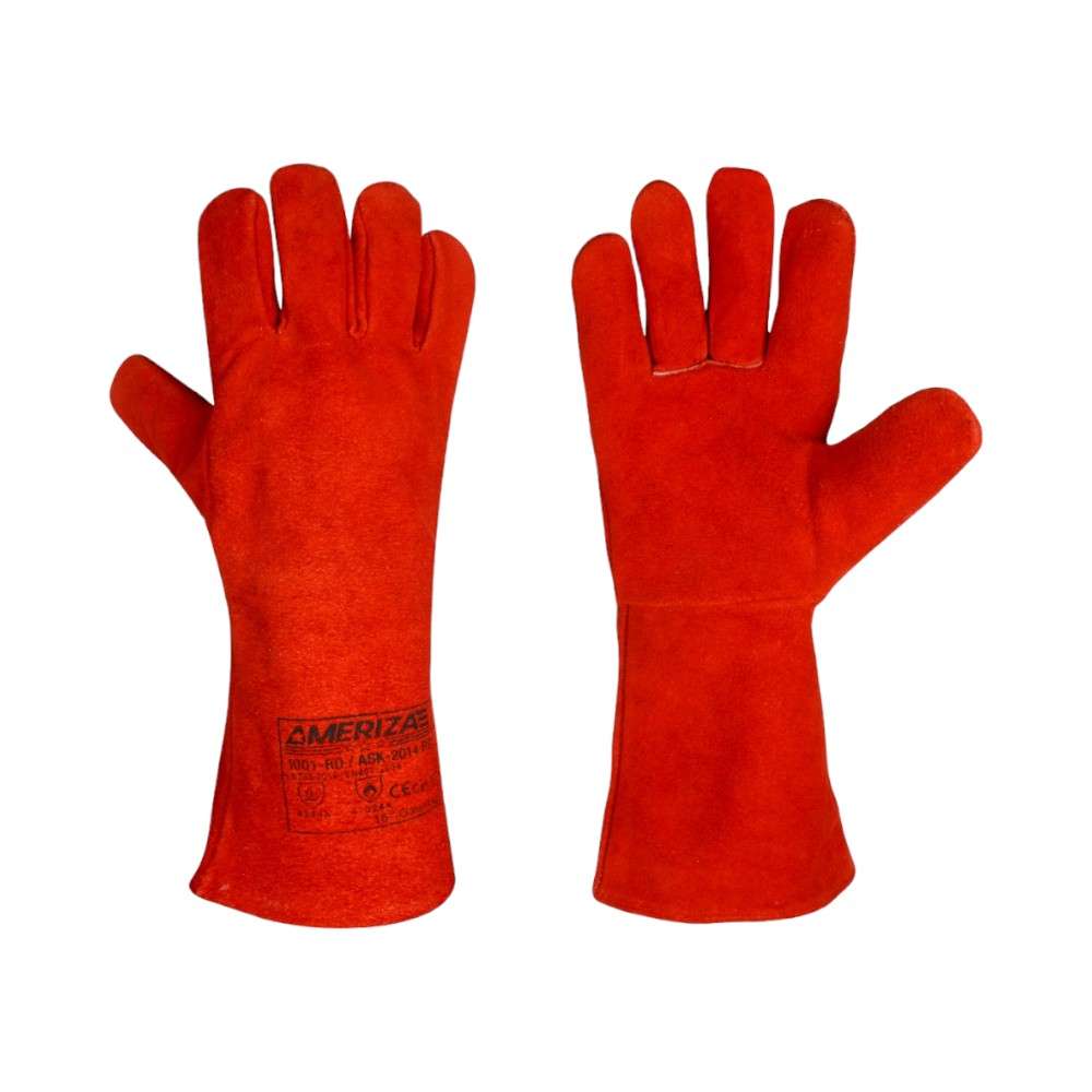 Ameriza Split Leather Welding Gloves, Red, Size16", 12Pairs/Pack 0