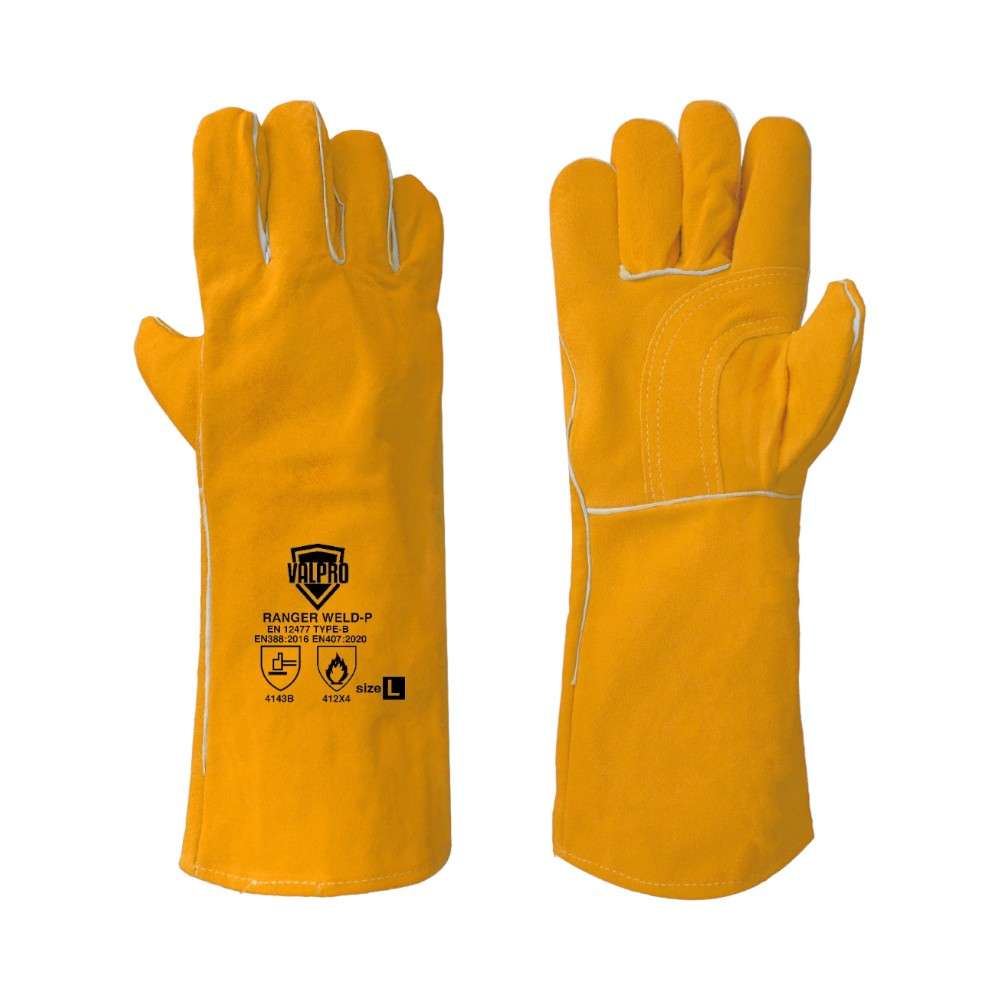 Valpro Kevlar Stitched Leather Welding Gloves, Golden, Size 16", 12Pairs/Pack 0