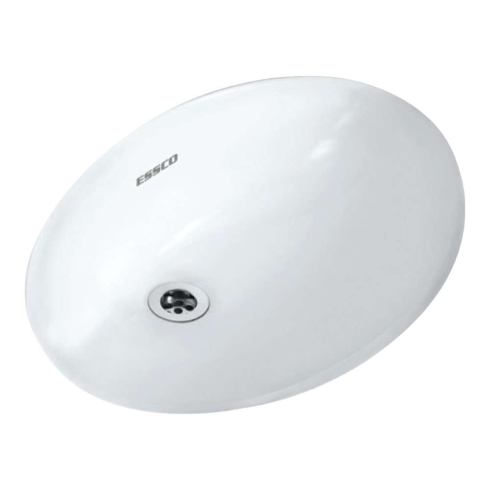 Essco Jaquar (ECS-WHT-703) 510 x 405 x 185 mm Oval Shaped Under Counter Basin With Fixing Accessories - White 0