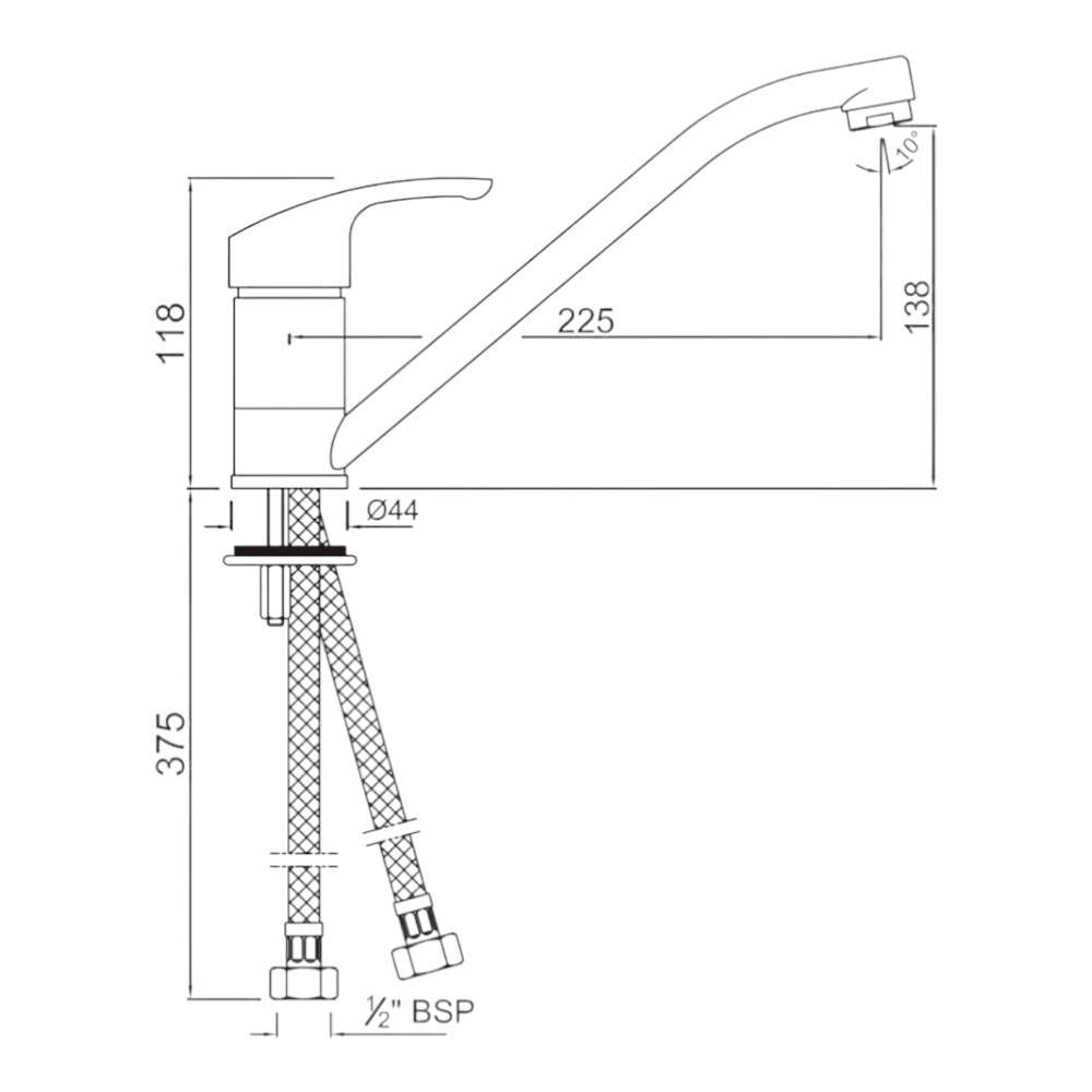 خلاط الحوض جاكوار بمقبض واحد مع فتحة تصريف منبثقة موديل (EKO-CHR-33173B) لون (Chrome) 1