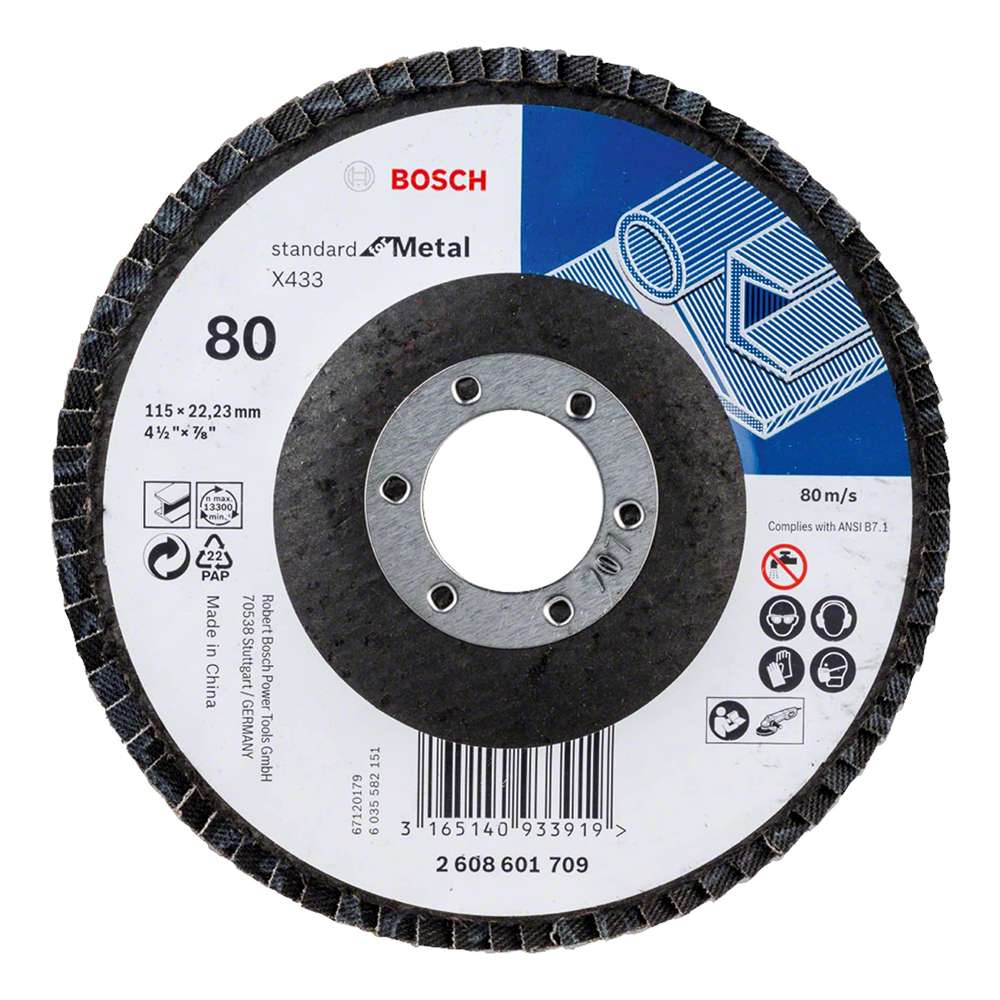 Bosch X433 2608601709 115mm, 80 Grit Standard For Metal Flap Disc 0