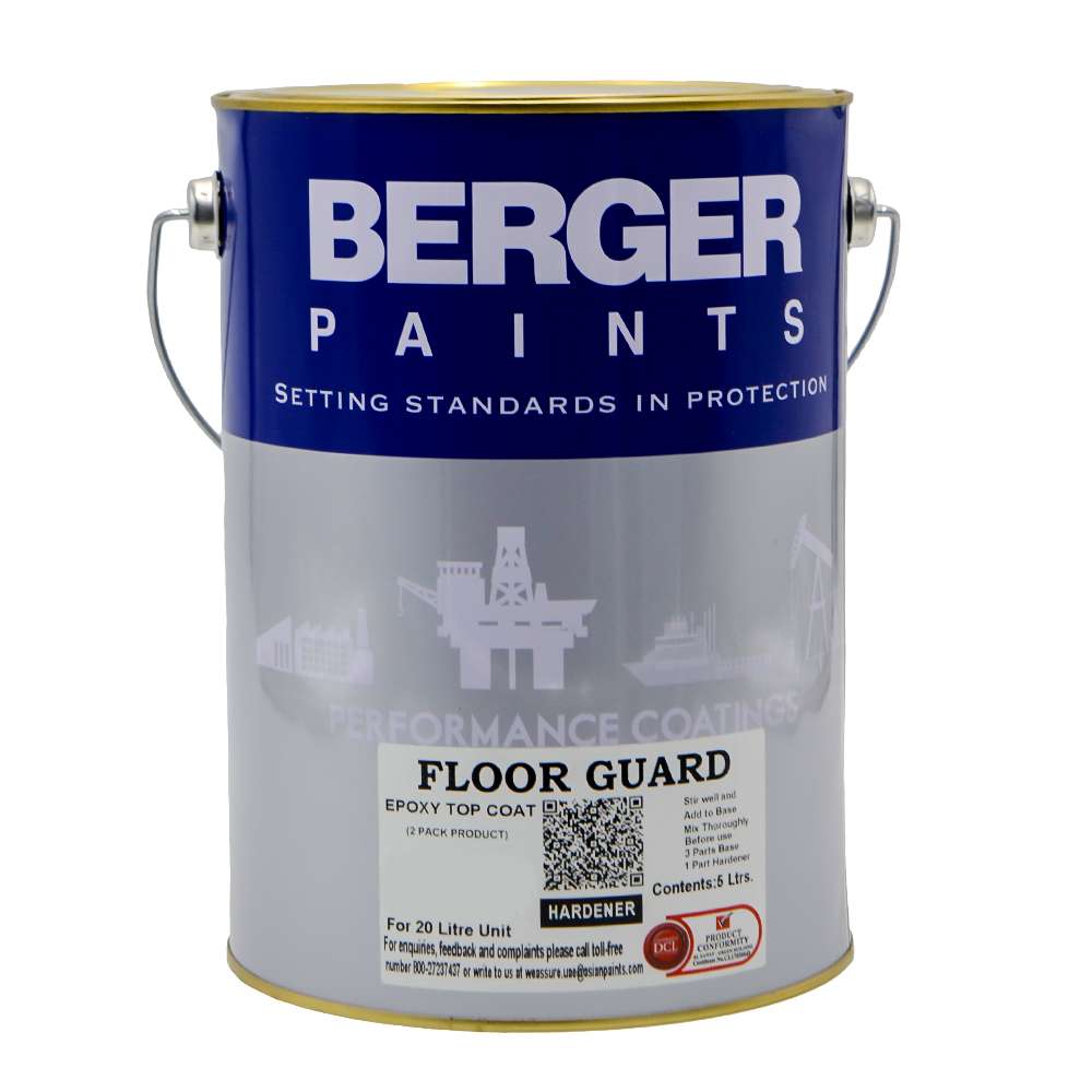 Asian Paints Berger 20L Base 5L Hardener Floor Guard Epoxy Top Coat - Flake Grey 1