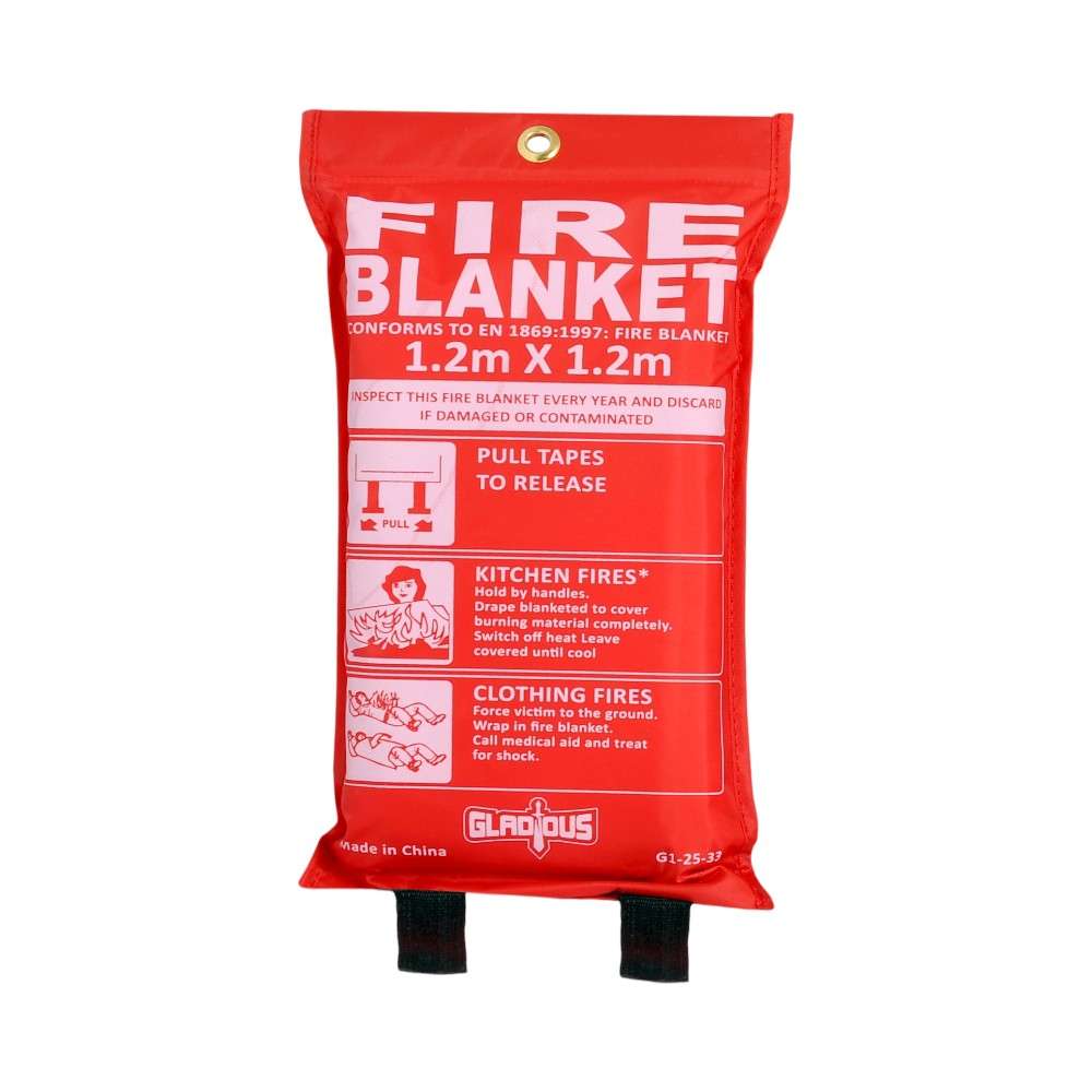 Gladious Fire blanket in Cover 0.43mm thk x 12.m wd x 1.2m len, Khaki