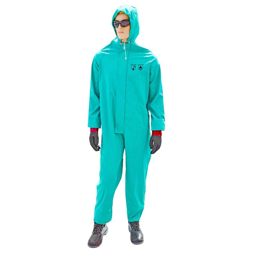 Gladious Chemical Resistance & Limited Flamability 400gsm PVC Coverall, 2XL, Green 1