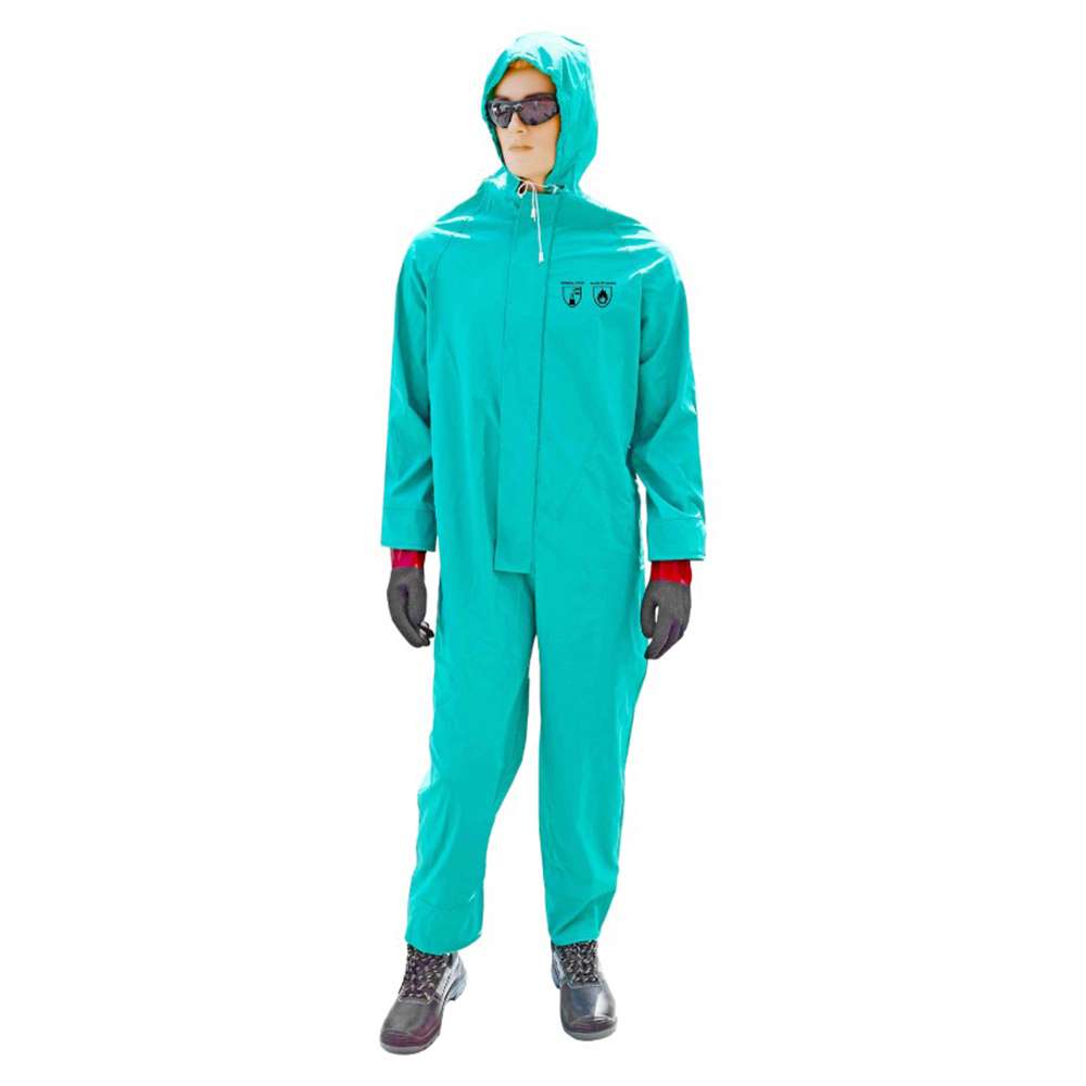 Gladious Chemical Resistance & Limited Flamability 400gsm PVC Coverall, 4XL, Green 1