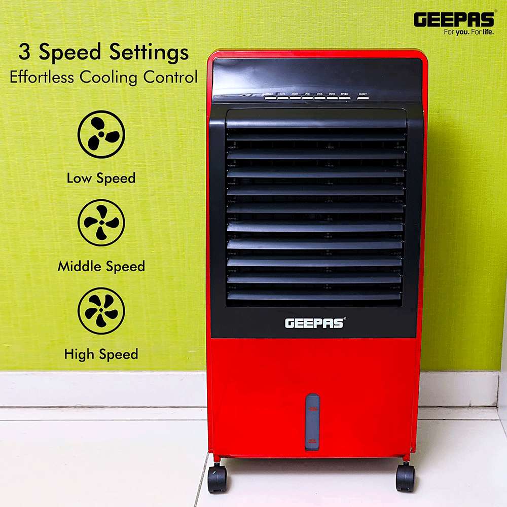 Geepas Air Cooler & Humidifier 3 Modes (Normal/Natural/Sleep) with Indicator Lights Auto Horizontal Swing 7