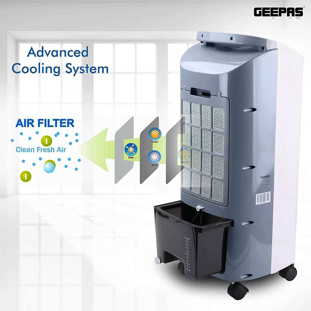 Geepas Air Cooler LED Control Panel Wide Oscillation with Ice Compartment & Remote Control 1