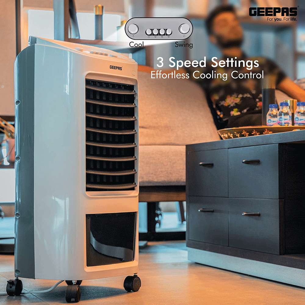 Geepas Air Cooler LED Control Panel Wide Oscillation with Ice Compartment & Remote Control 3