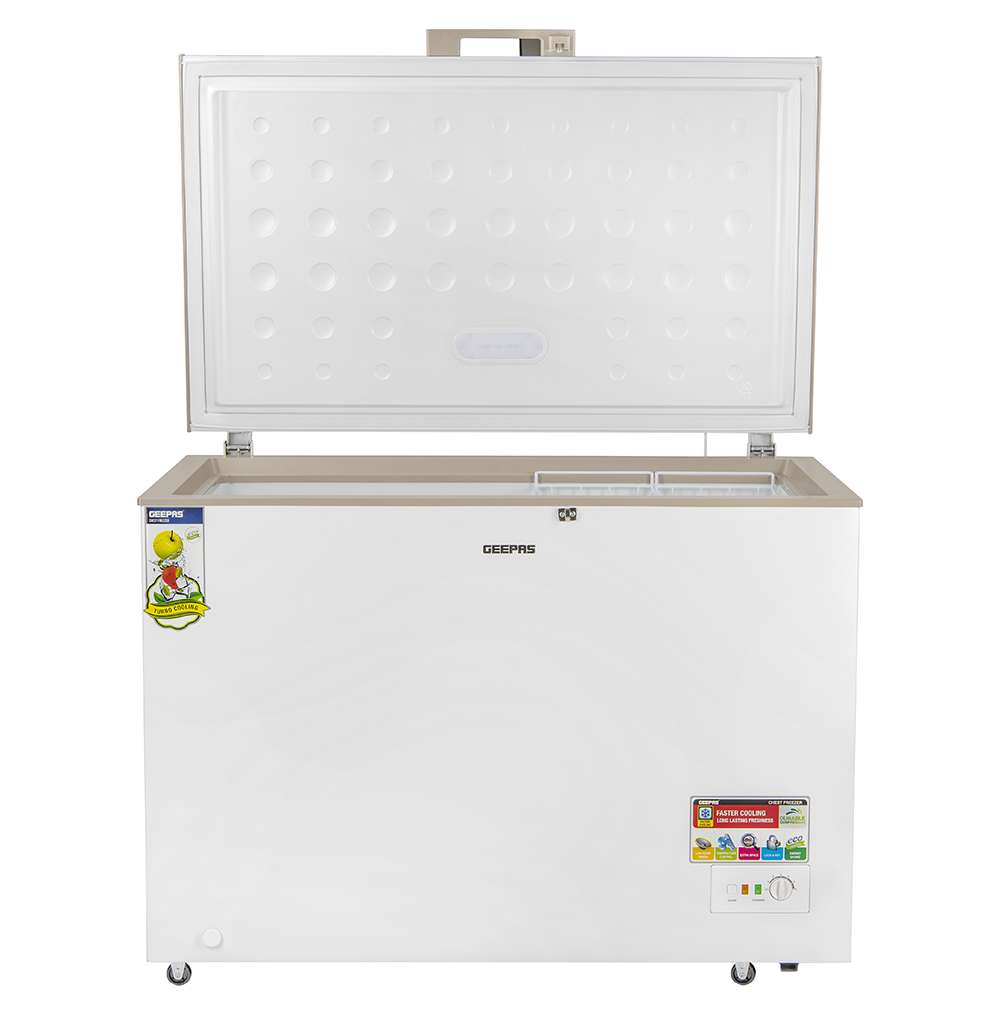 Geepas 350L Chest Freezer Compact Portable Refrigerator with 2Pcs Food Basket Freezer 2